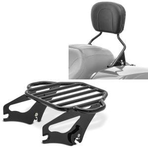 Set: Luggage Rack fits for Harley Davidson Touring 09-24 Craftride KI detachable in black + Sissybar fits for Harley Davidson Touring models 09-24 Craftride in black