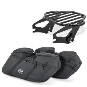 Set: Luggage Rack fits for Harley Davidson Touring 09-24 Craftride KI detachable in black + Saddlebag liner bags fits for Harley Davidson Touring 94-24 lining Craftride SP4