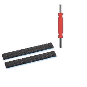 Sarja: tasapainotuspainot liimapainot 2 kpl 12x5g + venttiiliavain venttiiliavain
