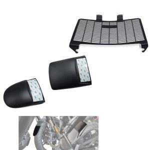 Sarja: Lokasuojan jatke yhteensopiva Harley Davidson Pan America 1250 21-24 etu- ja takalokasuojat Zaddox + jäähdyttimen suojus yhteensopiva Harley Davidson Pan America 1250 21-24 jäähdyttimen säleikön kanssa Zaddox KG1