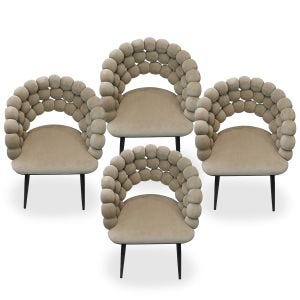 2x spisestuestole 2 stk Divit SR74 lænestole lænestole fløjl træben beige