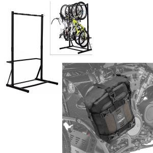 Set: Fahrradständer freistehend für 5 Fahrräder StahlRI98 + Sturzbügeltasche S3 passend für Schutzbügel 6L