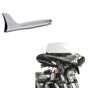 Sæt: Batwing fairing til chopper og custom bikes med forrude + udstødning Fishtail baglydæmper højre universal krom