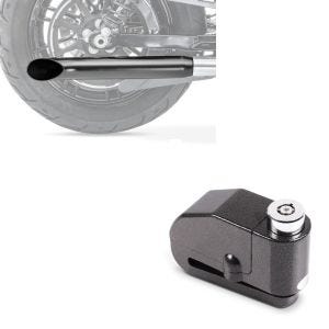 Sæt: Baglydæmper Universal Caferacer Turn Out sort + Bremseskiven lås Alarm 120dB BS-Motoparts anti-tyveri sort