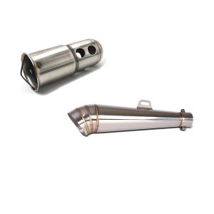 Set: Auspuff GP-S Schalldämpfer Edelstahl Universal mit DB-Killer + DB-Killer für Zaddox Auspuffe mit 51mm Krümmeranschluss_1