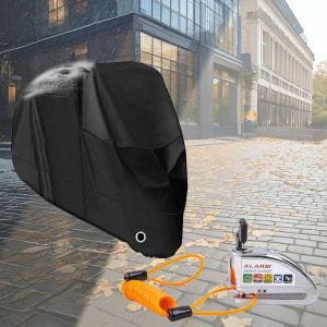 Set: Bremssscheibenschloss Alarm Diebstahlschutz 110dB cr + Abdeckplane XL Faltgarage schwarz_1
