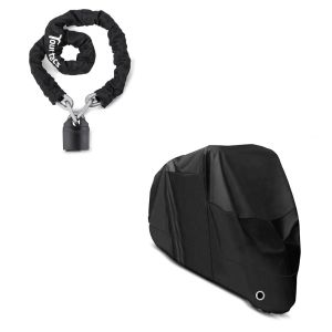 Set: Kettenschloss Tourtecs KS1 schloss 1,15m in schwarz + Abdeckplane XL Faltgarage schwarz_1
