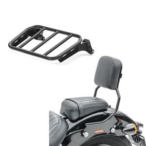 Set: Sissybar für Harley Davidson Softail 18-21 R1 Abnehmbar schwarz + Gepäckträger für Sissybar für Harley Softail 18-21 schwarz_1