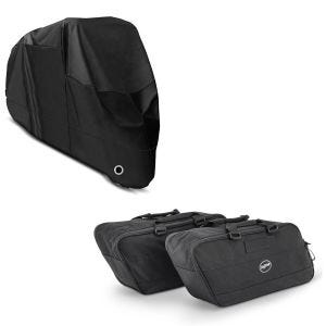 Set: Koffer Innentaschen für Harley-Davidson Touring 94-20 BG1 Paar + Abdeckplane XXXL Faltgarage schwarz_1