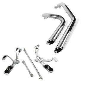 Set: Auspuff Short Shot für Harley Sportster 04-13 chrom + vorverlegte Fußrastenanlage für Harley Sportster 04-13_1