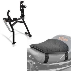 Set: Hauptständer Kawasaki KLE 500 90-07 Mittelständer in schwarz + Gel Sitzkissen M Tourtecs Universal Komfortkissen schwarz_1