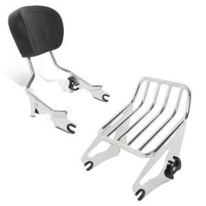 Set: Luggage Rack W1 Detachable fits for Harley Davidson Touring Models 09-24 chrome Craftride + Sissy Bar detachable fits for Harley Davidson Touring models 2009-23-24 chrome Craftride