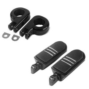 Sarja: Footpegs Driver-Passenger BQ yhteensopiva chopperin / mukautettujen pyörien kanssa Universal + Footpeg mount clamp HF1 yhteensopiva moottorisuojan kanssa 32mm
