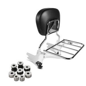 Set Sissy Bar with Rear Rack detachable S1 + Docking Hardware Kit suitable for Harley Davidson Electra-Street-Road Glide, Road King 97-08 Craftride chrome