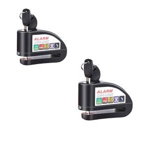 2x Bremsscheibenschloss Alarm 110dB Tourtecs Diebstahlschutz Motorrad schwarz Spar-Set_1