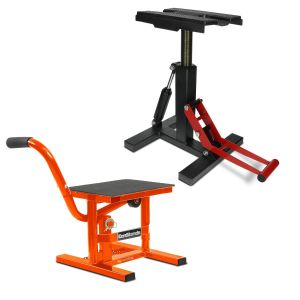 Set: Hydraulik Motocross Ständer Enduro Hubständer Cross-Lift-Pro + Mechanischer Enduro Motorradständer Cross-Lift M bis 160kg orange_1