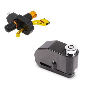 Set: Bremsscheibenschloss Alarm 120dB BS-Motoparts Diebstahlschutz schwarz + Bremshebelschloss 22 mm Lenker Griffschloss 9x4 cm BS-Motoparts Alu_1