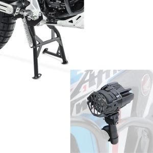 Set: Hauptständer für Yamaha Tenere 700 19-21 + LED Zusatzscheinwerfer mit Sturzbügel Halter und Schutzgitter SX22_1