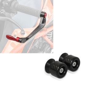 Sæt: Lever Guard Lever Guard Brake Lever Clutch Lever Guard X6 rød + Swingarm Protector Racing Adapter Bobbins for Mounting Stand M6-8 carbon