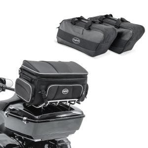 Set: Hecktasche TT1 Topcase Tasche für Gepäckträger 73Ltr schwarz + Seitenkoffer Innentasche für Harley-Davidson Touring 94-21_1