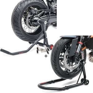 Set: Einarmständer BMW R NineT 14-20 Montageständer Single-Racing matt + Montageständer Vorderrad Racing S Motorradständer V-Aufnahme_1