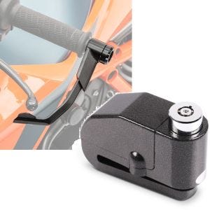 Sæt: Håndtagshåndtag Beskyttelse af bremsehåndtag Koblingshåndtag X1 sort + bremseskiven lås alarm 120dB BS-Motoparts Anti-tyveri sort