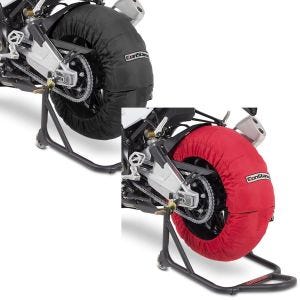 Set: Reifenwärmer Set Billown 60-80-95 °C für Vorderrad Hinterrad 17 Zoll + Reifenwärmer Set Laguna Seca 60-80°C für Vorderrad und Hinterrad_1