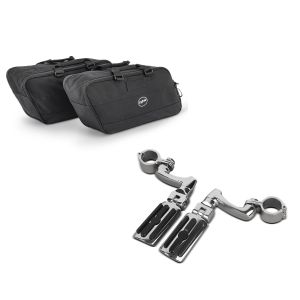 Set: Sturzbügel Fussrasten für 32mm CF13 + Koffer Innentaschen für Harley- Touring 94-21 BG1 Paar_1