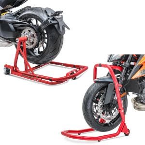 Set: Rangierhilfe KTM 1290 Super Duke GT 16-21 Montageständer ConStands Single Mover Rot + Montageständer für KTM 1290 Super Duke GT 16-21 Lenkkopfständer V4 ConStands rot_1