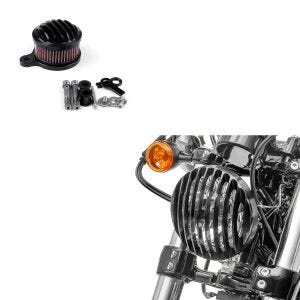 Sarja: Harley Davidson Sportster Forty-Eight 48 10-16 Craftriden kanssa yhteensopiva ilmansuodatinraita + ajovalojen säleikkö yhteensopiva Harley Davidson Sportster Forty-Eight 48 10-20 musta kanssa Craftridelta
