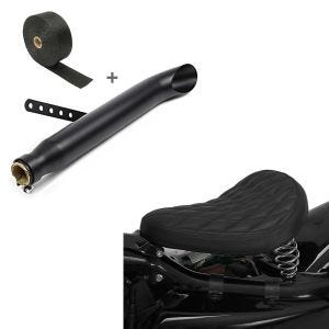 Set: Set SA1 Auspuff Turn Out und Hitzeschutzband für Suzuki LS 650 Savage Craftride + Solo Federsattel für Suzuki LS 650 Savage BR11 Craftride_1