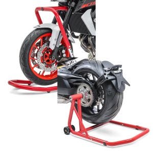 Set: Lenkkopfständer Montageständer für Triumph Speed Triple / R / S / RS 11-21 ConStands V5 rot + Einarmständer Triumph Speed Triple / R 97-20 Montageständer ConStands Single-Classic rot_1