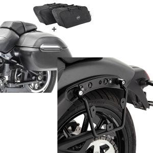 Set: Set Seitenkoffer + Innentaschen für Kawasaki Vulcan S/ Café Craftride K3 + Satteltaschenhalter für Kawasaki Vulcan S / Café 15-20 links Satteltaschen Abstandshalter Craftride_1