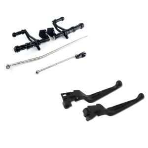 Set: Vorverlegte Fußrastenanlage für Harley Dyna Street Bob 06-17 Craftride schwarz + Bremshebel und Kupplungshebel-Set Stripe für Harley Davidson Dyna Street Bob 06-17 schwarz Craftride_1