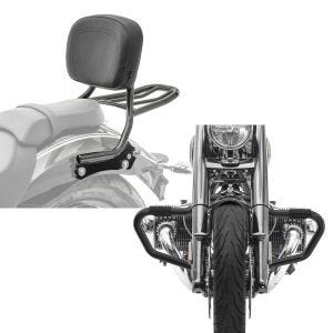 Set: Sissy Bar compatible with BMW R 18 / Classic 18-24 detachable Backrest + luggage rack Craftride QL2 + Engine Guard Mustache compatible with BMW R 18 / Classic 20-24 Crash Bar 38mm Craftride MV5 black