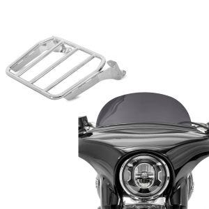 Set: Rear luggage rack fits for Sissy Bar fits for Harley Davidson Softail Sport Glide 18-24 chrome Craftride + Windshield fits for Harley Davidson Sport Glide 18-24 Craftride M Windscreen dark smoke