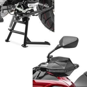 Sarja: Pääteline ABE Suzuki V-Strom 650 / XT 11-24 keskitelineellä Telineet mustat + Suzuki V-Strom 650 / 250 Motoguard HG2 black kanssa yhteensopivat käsisuojat