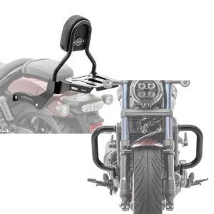 Set: Sissy bar CL3 compatible with Honda Rebel 1100 CMX 21-24 with luggage rack black Craftride + Engine Guard compatible with Honda Rebel 1100 CMX 21-24 Highway crash bar Craftride PM3