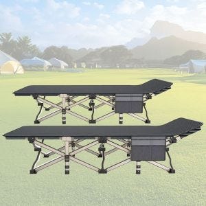 2x Feldbett Tourtecs FB26 Sonnenliege klappbar Campingliege schwarz Spar-Set DPLKG1