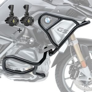 Set Sturzbügel oben unten + Scheinwerfer XL6 für BMW R 1250 GS 19-20 Motoguard schwarz_1