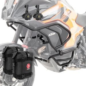 Sarja törmäystangot + ajovalo L2 yhteensopiva KTM 1290 Super Adventure R / S 21-24 kanssa + laukut Motoguard musta