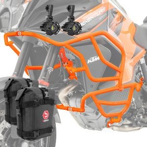 Sarja törmäystangot X21 + ajovalo yhteensopiva KTM 1290 Super Adventure R / S 21-24 kanssa + laukut Motoguard oranssi