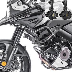 Set Sturzbügel + Zusatzscheinwerfer passend für Suzuki V-Strom 1050 20-24 Nebelscheinwerfer Motoguard SG38