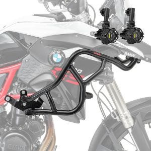 Sarja ylätörmäyspalkkia + lisäajovalot L sopiva BMW F 800 GS 13-17 sumuvaloihin Motoguard