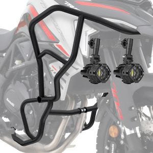 Sarja törmäystankoja + lisäajovalot sopivat Benelli TRK 702 / X 23-24 sumuvaloihin Motoguard KT57 musta