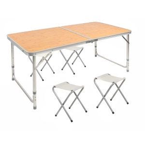 Tavolo da campeggio + 4 sgabelli in alluminio pieghevole Vanit M51 tavolo pieghevole set di mobili regolabile in altezza Outdoor NEW