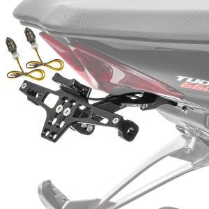 Set LED Blinker Motorrad Lumitecs KP8 mit E-Prüfzeichen getönt + Kennzeichenhalter Zaddox NH2 beleuchtet_1